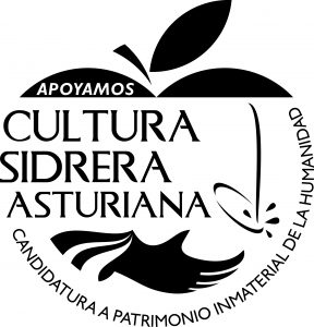 Logo Apoyo a la Cultura Sidrera Asturiana como candidata para ser Patrimonio Inmaterial de la Humanidad, en color negro
