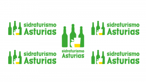 Cartel con logos de Sidraturismo Asturias en vertical y horizontal